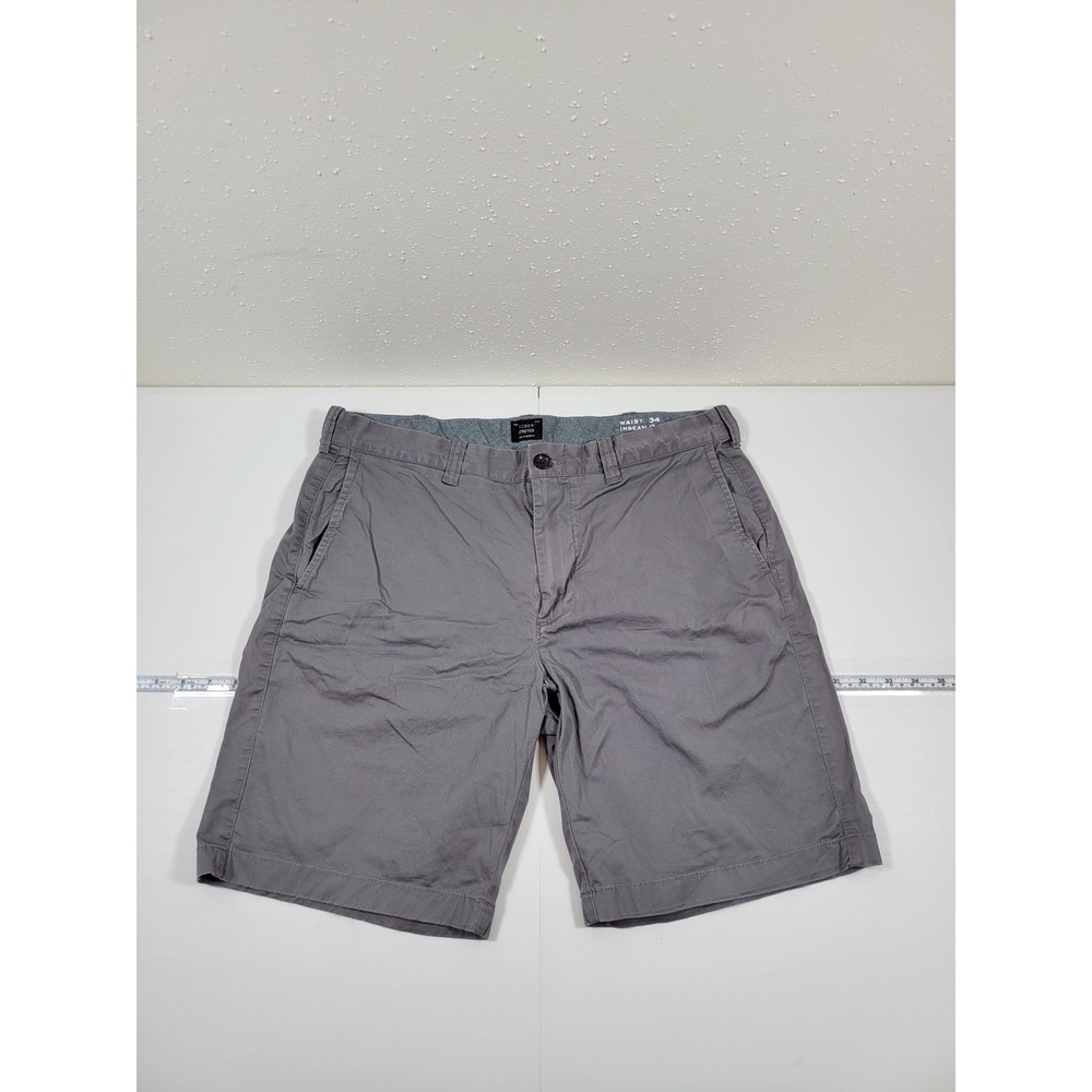 J.Crew Chino Shorts Mens 34 Gray Excellent Stretch 9" Inseam Cotton Blend